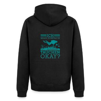 Ich mag einfach tauchen okay? Gerätetauchen Tauche - Unisex Premium Bio Zip Hoodie - Schwarz - Hinten - Nico (187cm)