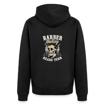 faisant tourner les têtes Coupe de cheveux de salon de coiffure - Veste à capuche bio Premium Unisexe - noir - Dos - Nico (187cm)