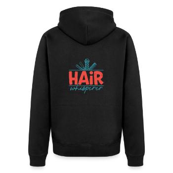 Hair Whisperer Haircut Beard Barbershop - Unisex Premium Bio Zip Hoodie - Schwarz - Hinten - Nico (187cm)