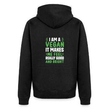 I am a vegan it makes me feel really good... - Unisex Premium Organic Zip Hoodie - black - Back - Nico (187cm)