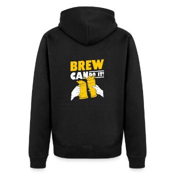 Brew Can Do It! Craft Beer Brewer Homebrew - Unisex Premium Bio Zip Hoodie - Schwarz - Hinten - Nico (187cm)