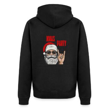 Coole Weihnachtsfeier | XMAS - Unisex Premium Bio Zip Hoodie - Schwarz - Hinten - Nico (187cm)