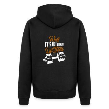 Well It's Not Going To Lift Itself Workout Weight - Unisex Premium Organic Zip Hoodie - black - Back - Nico (187cm)