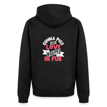 Guinea Pigs Are Love Wrapped in Fur Cavy Lover Rod - Unisex Premium Organic Zip Hoodie - black - Back - Nico (187cm)