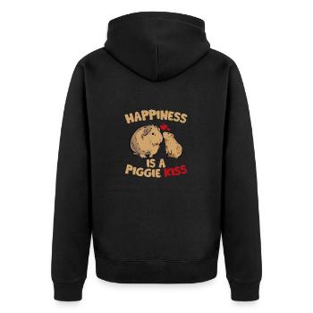 Happiness is a Piggie Kiss Cavy Lover Guniea Pig R - Unisex Premium Organic Zip Hoodie - black - Back - Nico (187cm)