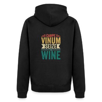 Carpe Vinum Seize The Wine Vintner Winery - Unisex Premium Organic Zip Hoodie - black - Back - Nico (187cm)