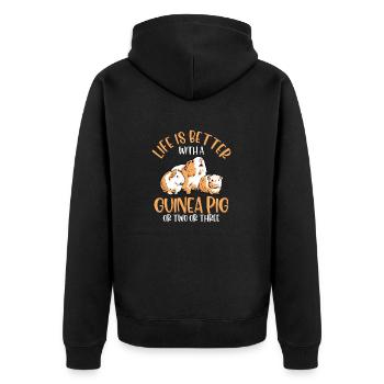 Life Is Better With A Guinea Pig Or Two Or Three R - Unisex Premium Organic Zip Hoodie - black - Back - Nico (187cm)