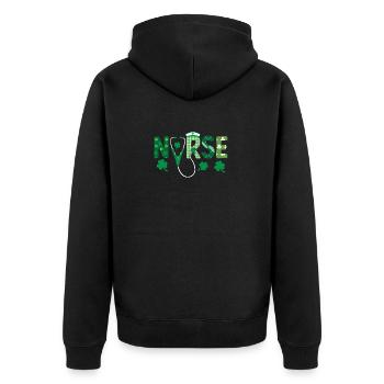 Nurse Stethoscope Medicine Irish - Unisex Premium Organic Zip Hoodie - black - Back - Nico (187cm)