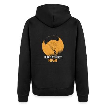 I Like To Get High Parachute Skydiver - Unisex Premium Bio Zip Hoodie - Schwarz - Hinten - Nico (187cm)