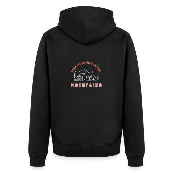 Find your wild in the mountains - Unisex Premium Organic Zip Hoodie - black - Back - Nico (187cm)