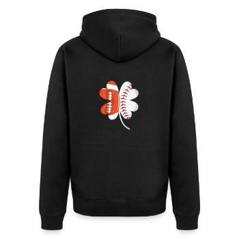 Fußball Baseball-Liebhaber Kleeblatt St. Patricks - Unisex Premium Bio Zip Hoodie - Schwarz - Hinten - Nico (187cm)