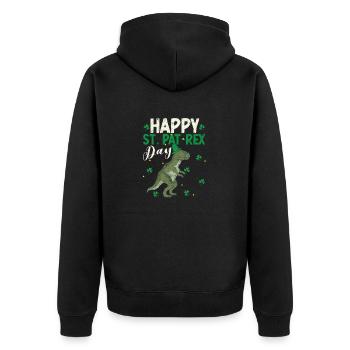Happy St.Pat-Rex Day Saint Patrick Dinosaur - Unisex Premium Organic Zip Hoodie - black - Back - Nico (187cm)