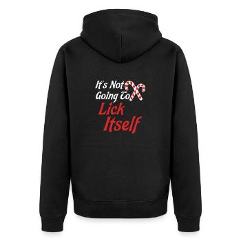 Es wird sich nicht selbst lecken Weihnachtssüßigkeiten - Unisex Premium Bio Zip Hoodie - Schwarz - Hinten - Nico (187cm)