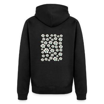 Kleine viele Hunde Pfoten mit Herzen - Unisex Premium Bio Zip Hoodie - Schwarz - Hinten - Nico (187cm)