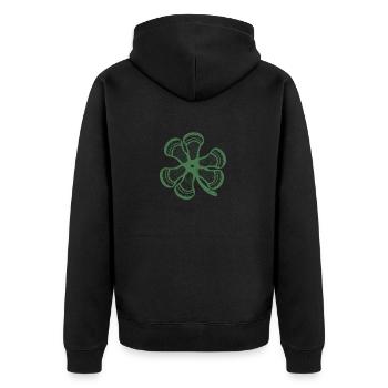 Lacrosse Kleeblatt Kleeblatt Lustig St Patricks - Unisex Premium Bio Zip Hoodie - Schwarz - Hinten - Nico (187cm)