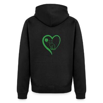 Chat Silhouette Shamrock St Patrick’s Day - Veste à capuche bio Premium Unisexe - noir - Dos - Nico (187cm)