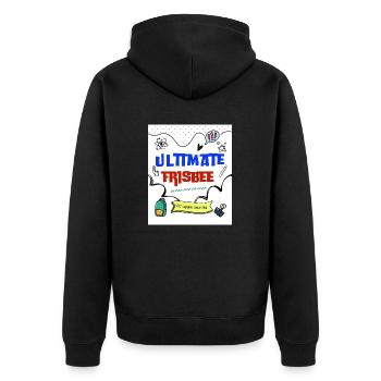Ulti 55 White - Unisex Premium Organic Zip Hoodie - black - Back - Nico (187cm)