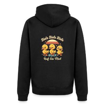 Biele Biele Biele Ruf sie mal - Unisex Premium Bio Zip Hoodie - Schwarz - Hinten - Nico (187cm)
