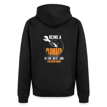 Being A Plumber Is The Best Job I've Ever Have Pip - Unisex Premium Bio Zip Hoodie - Schwarz - Hinten - Nico (187cm)