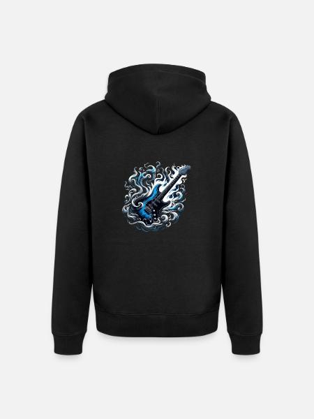 E-Gitarre mit Flammen - Unisex Premium Bio Zip Hoodie - Schwarz