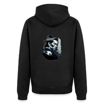 Samurai Warrior - Japan - Demon - Unisex Premium Organic Zip Hoodie - black - Back - Nico (187cm)