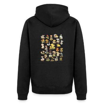 Pilzvielfalt - Unisex Premium Bio Zip Hoodie - Schwarz - Hinten - Nico (187cm)