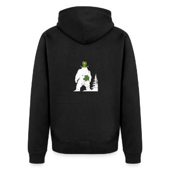 Irlandais Bigfoot Sasquatch Shamrock Drôle - Veste à capuche bio Premium Unisexe - noir - Dos - Nico (187cm)