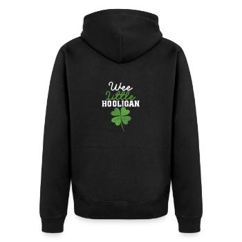 Wee Little Hooligan St. Patrick's Day Irish - Unisex Premium Organic Zip Hoodie - black - Back - Nico (187cm)
