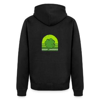 Kleeblatt Kleeblatt Silhouette Lucky Irish Retro - Unisex Premium Bio Zip Hoodie - Schwarz - Hinten - Nico (187cm)