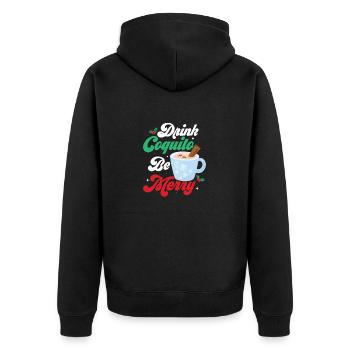 Drink Coquito Be Merry Puerto Rican Coconut Rum Dr - Unisex Premium Bio Zip Hoodie - Schwarz - Hinten - Nico (187cm)
