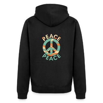 FRIEDE - Unisex Premium Bio Zip Hoodie - Schwarz - Hinten - Nico (187cm)
