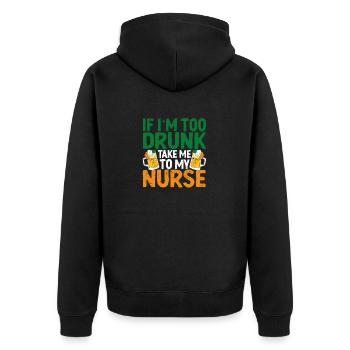 Wenn ich zu betrunken bin, bring mich zu meiner - Unisex Premium Bio Zip Hoodie - Schwarz - Hinten - Nico (187cm)