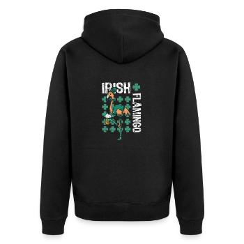 Irish Flamingo Green Bird St Patrick's Day - Unisex Premium Organic Zip Hoodie - black - Back - Nico (187cm)