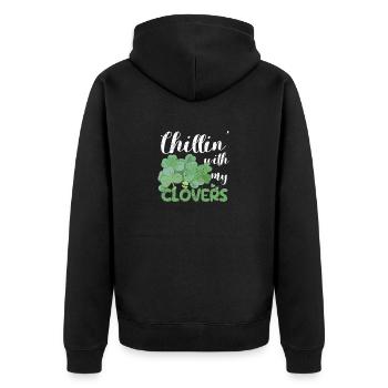 Chillin avec mes trèfles drôle irlandais - Veste à capuche bio Premium Unisexe - noir - Dos - Nico (187cm)
