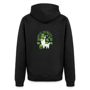 Bonne Saint-Patrick Lama vert alpaga chanceux - Veste à capuche bio Premium Unisexe - noir - Dos - Nico (187cm)