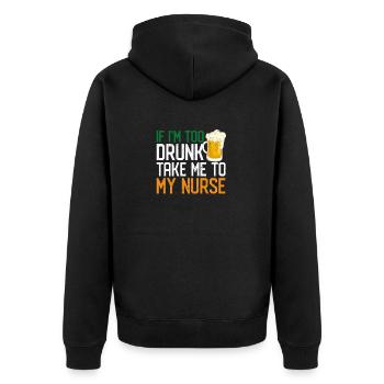 Wenn ich zu betrunken bin, bring mich zu meiner - Unisex Premium Bio Zip Hoodie - Schwarz - Hinten - Nico (187cm)