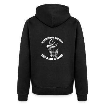 Basketball Basketballspieler Basketballteam - Unisex Premium Bio Zip Hoodie - Schwarz - Hinten - Nico (187cm)