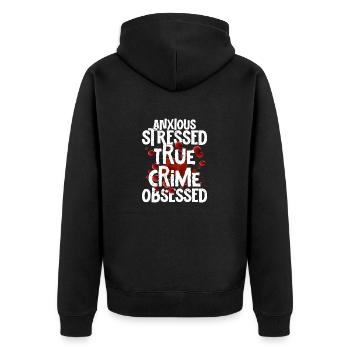 Anxieux Stressé True Crime Obsédé True Crime Mu - Veste à capuche bio Premium Unisexe - noir - Dos - Nico (187cm)