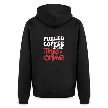Fueled By Coffee & True Crime Meurtre d’un tueur en série - Veste à capuche bio Premium Unisexe - noir - Dos - Nico (187cm)