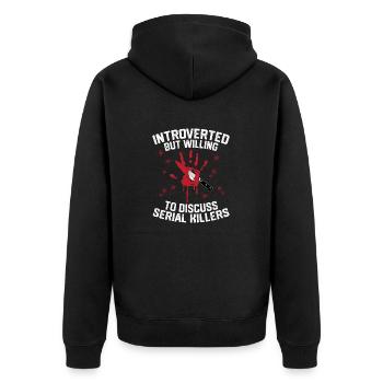 Prêt à discuter des tueurs en série True Crime Murde - Veste à capuche bio Premium Unisexe - noir - Dos - Nico (187cm)