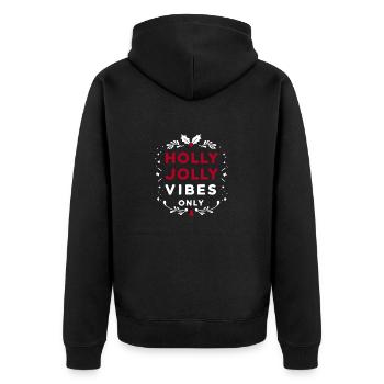 Holly Jolly Vibes Only - Unisex Premium Organic Zip Hoodie - black - Back - Nico (187cm)