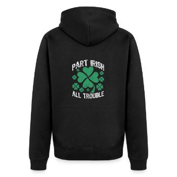 Part Irish All Trouble Funny Lucky Shamrock - Unisex Premium Organic Zip Hoodie - black - Back - Nico (187cm)