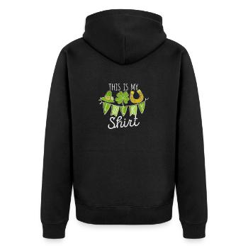 C’est ma chemise porte-bonheur Saint-Patrick irlandais - Veste à capuche bio Premium Unisexe - noir - Dos - Nico (187cm)