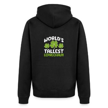World's Largest Leprechaun St. Patrick's Day Shamrock - Unisex Premium Organic Zip Hoodie - black - Back - Nico (187cm)
