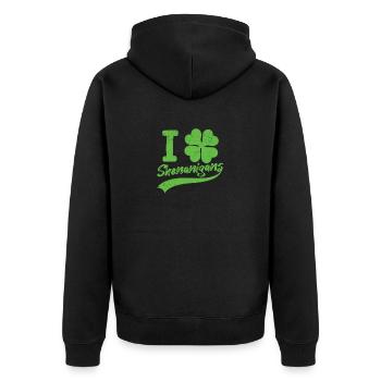 I Love Shenanigan's Funny Irish Shamrocks - Unisex Premium Organic Zip Hoodie - black - Back - Nico (187cm)