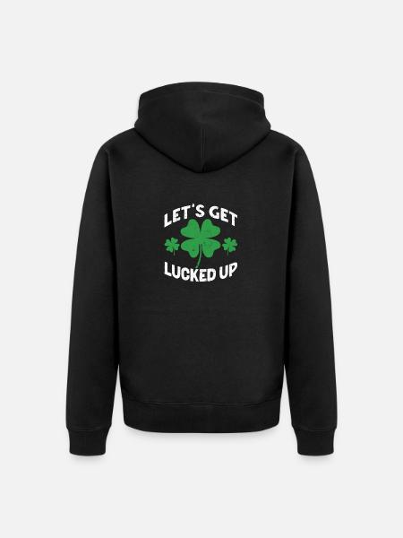 Let's Be Lucky, Irish Shamrock - Unisex Premium Organic Zip Hoodie - black