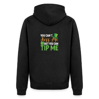 Du kannst mich nicht küssen, aber du kannst - Unisex Premium Bio Zip Hoodie - Schwarz - Hinten - Nico (187cm)