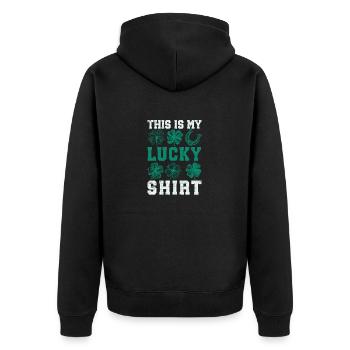 C’est ma chemise porte-bonheur Saint-Patrick irlandais - Veste à capuche bio Premium Unisexe - noir - Dos - Nico (187cm)