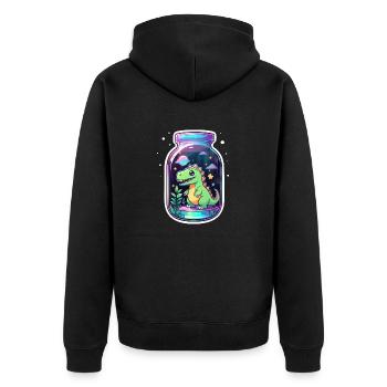 Dinosaur in a Cartoon Jar - Unisex Premium Organic Zip Hoodie - black - Back - Nico (187cm)