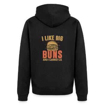 I Like Big Buns And I Cannot Lie Hamburger Food Me - Unisex Premium Bio Zip Hoodie - Schwarz - Hinten - Nico (187cm)
